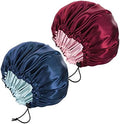 Pengxiaomei 2 Pack Bonnet for Sleeping, Double Layer Satin Hair Bonnet by Pengxiaomei