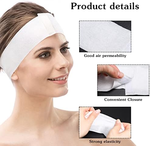 Pimoys 30 Pcs Disposable Spa Headbands, Nonwoven Stretch Facial Wrap - Image 4