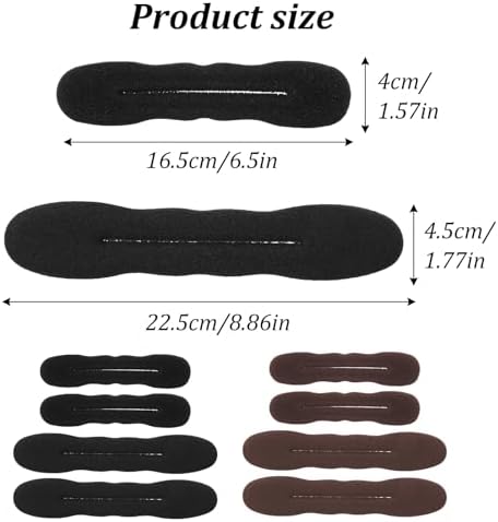 8 Pcs Hair Bun Maker Sponge Hair Buns Shaper Magic Snap Roll Sponge Curler Clips Foam Sponges Buns Hairs Styling Accessories Easy Bun Twister for Ballet French Twist Curly (Black and brown-8pcs) - Image 2