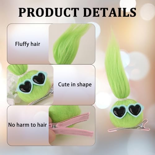 MIUPOO Fluffy Pom Poms Hair Clips,Crazy Hair Day Accessories for Girls,Quirky Little Monster Barrettes,Plush Duckbill Hairpins Hair Barrettes,Party Modeling Hair Accessories,8 Pieces. - Image 3