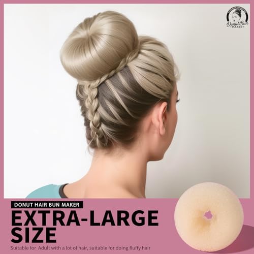 Teenitor 4 Pcs Hair Donut Hair Bun Maker(Extra-large, Large, Medium, Small) with Hair Pins 20 Pcs, Blonde - Image 3
