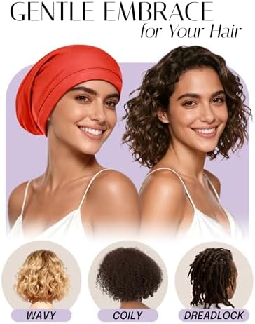 OLESILK 100% Mulberry Silk Bonnet for Sleeping Women, Hair Wrap for Curly Hair Care, Real Silk, Not Satin, Red - Image 5