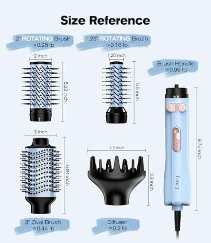 Farery Rotating Hot Air Brush Set 1000W — 4 in 1 Volumizer & Styling Finisher, Blow Dryer Brush with Diffuser, Hold-to-Rotate Round Brush for Volume, Smooth & Curl, Best for Fine to Medium-Thick Hair - Image 7