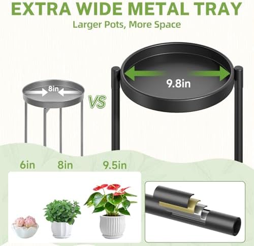 6 Tier Large Plant Stand with Grow Light, 10 Inch Tray, Black - Image 3