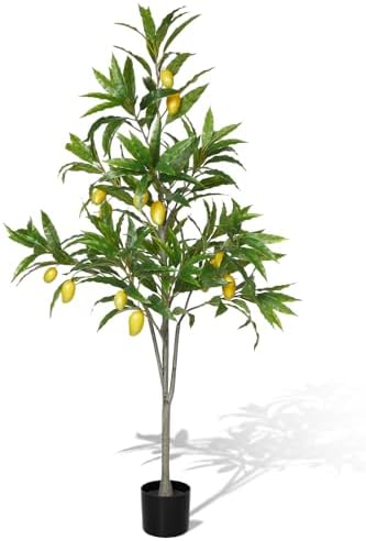 Daifunli Artificial Mango Tree with Realistic Leaves Natural Trunk by Huiinen