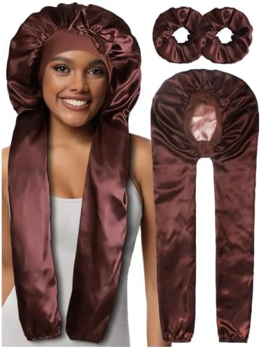 1+2 Satin Pantyhose Bonnet for Braids, Long Hair Bonnet for Women Sleeping by Heniho