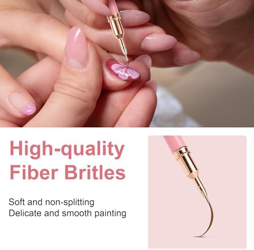 Artdone Metallic Nail Art Pens, Liner Brushes Set, 5PCS Pink Nail Tools - Image 4