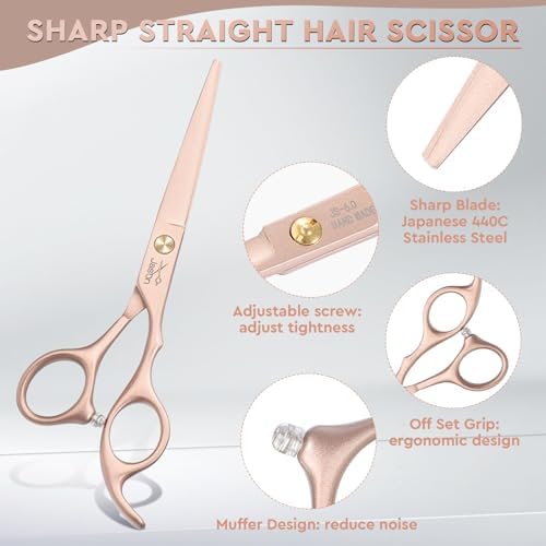 JASON Hair Cutting Scissors Set - 10-Piece Thinning Shears RoseGold 6" - Image 4