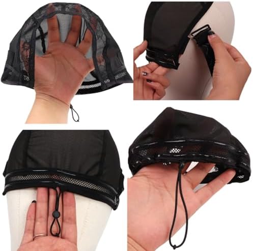 Wig Cap with Drawstring & Wig Grip Band for Lace Front Wigs, Non Slip Breathable Semi Spliced Cap, Secure Fit for All Wig Types, Comfortable for Daily Wear (5x5) - Image 7
