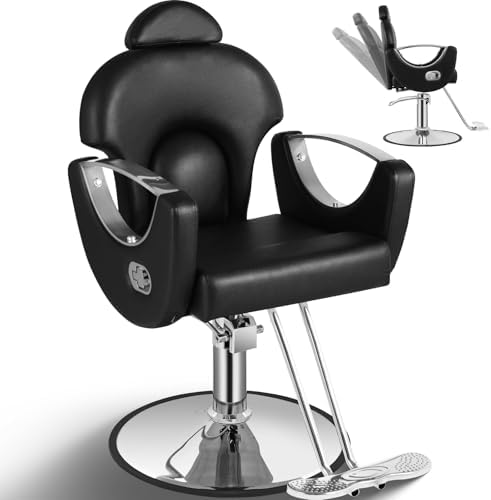 Salon Chair for Hair Stylist, Reclining Barber Salon Chair Styling Chair by Tythical