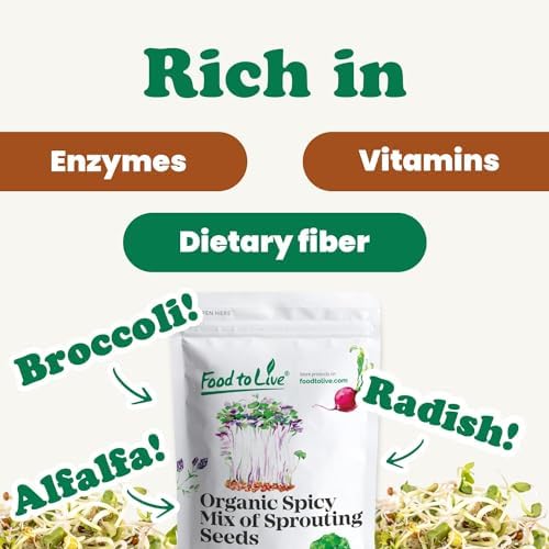Food to Live Organic Spicy Mix of Sprouting Seeds, 3 Pounds — Non-GMO Broccoli, Radish, Alfalfa, Raw, Rich Germination Rate, Non-Irradiated, Pure, Kosher, Vegan Superfood, Bulk, Rich in Sulforaphane - Image 5