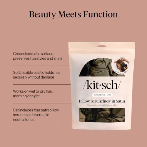 Kitsch Pillow Satin Scrunchies for Women - Black, 4pcs - Image 5