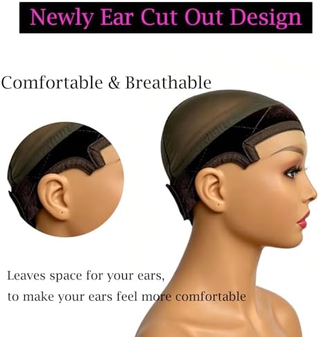 Lace Wig Grip Cap with Lace Edges for Glueless Wig, Reusable No Slip Wig Caps for Women with Velvet Grip Band, Adjustable Wig Cap for Natural Hairline to Keep Wigs in Place - Image 3