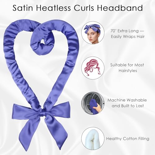 weiwei Satin Heatless Curlers Hair Curler, No Heat Curls Overnight Hair Curlers to Sleep In Overnight Curls Headband, 70" Hair Curlers No Heat, 9 Pcs Satin Heatless Curling Set for Women Long Hair - Image 4