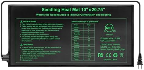 Seedling Heat Mat Hydroponic Plants Heating Pad, Seed Starting Greenhouse and Germination, Waterproof Durable Heating Pad for Indoor Home Gardening Seed Starter(10“x20.75”) by HYDGOOHO