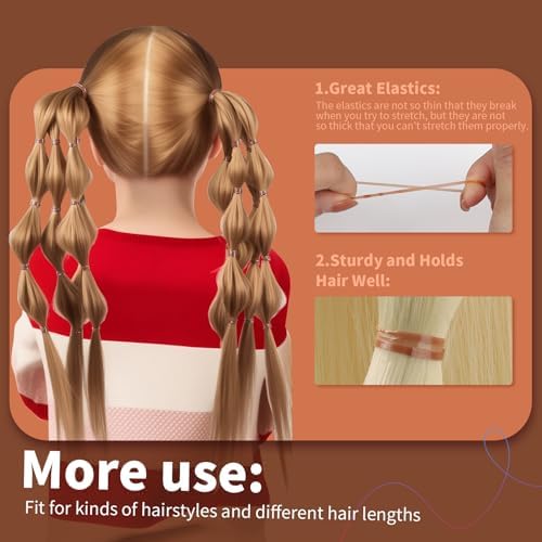 Teenitor Elastic Hair Bands, Small Hair Ties, 2000pcs, Light Brown - Image 4