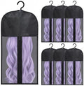 6-Pack Hair Extension Holder - Wig Storage Bags with Hanger for Multiple Wigs, Dust-proof, Ideal for Hair Extensions & Accessories by Hadwoer