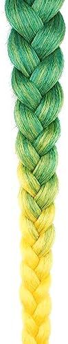 Braided Ponytail Extension 2 Pc Green Yellow Gradient Rave Hair Extensions - Image 6