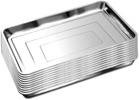RooTrimmer 10 Pack Large Stainless Steel Seedling Trays, Heavy Duty Metal Water Catch Trays for Nursery Pots Transplant, Seed Germination & Propagation Flats (17.5 inch×13.56 inch, 1.18" Height) - Image 7