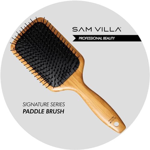 Sam Villa Signature Series Wooden Paddle Brush, Wide, Tourmaline-Infused - Image 2