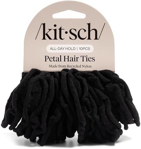 Kitsch Petal Hair Ties No Damage - Black, 10pcs by Kitsch