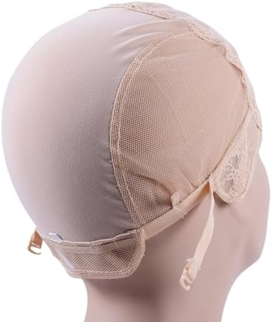 YANTAISIYU Double Lace Wig Caps for Making Wigs with Adjustable Strap on the Back Weaving Hairnets Swiss Lace Wig Cap (Blonde M 54cm) - Image 5