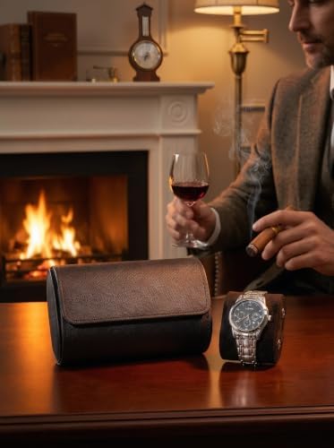 MR.OKAY 2 Watch Travel Case- Classic Leather Watch Case With Superb Texture.Portable Watch Roll Or Organizer For Storage And Display. Best Travel Gift for Men,All Handcrafted By Artisans. - Image 4