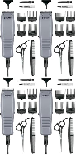 ConairMAN Simple Cut,Hair Clippers for Men,10-piece Home Hair Cutting Kit,(Pack of 4) by conair