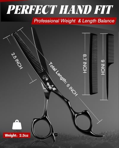 Professional Thinning Shears Kit, 6" Hair Thinning Scissors with Comb - Image 2