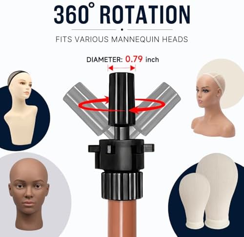 AliLeader Wig Stand Tripod with Tray 50 Inch Mannequin Head Stand Adjustable Wig Head Stand Wig Tripod Stand for Training Heads and Canvas Block Head (Mannequin Head Not Included,Latte) - Image 5