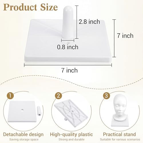 AceOrbit 4 Pcs Foam Mannequin Wig Head Stands, White, Plastic - Image 2