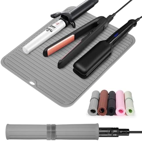 Heat Resistant Large Silicone Mat for Hair Styling Tools - Curling Irons, Flat Irons, Hair Straighteners - Portable Vanity Pad by Quccefods
