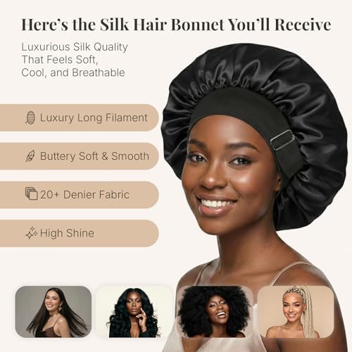 2PCS Silk Hair Bonnet for Sleeping Women - Satin Bonnet for Sleeping Double Layer Adjustable Sleep Cap for Curly Hair - Image 4
