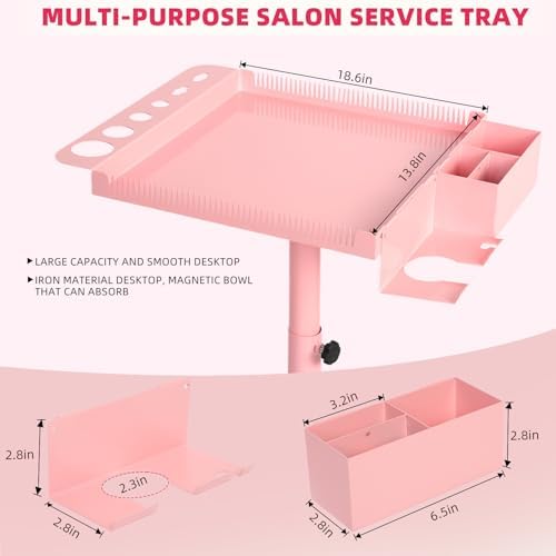 Extension Salon Tray Hair Extension Cart Tray, Pink - Image 5