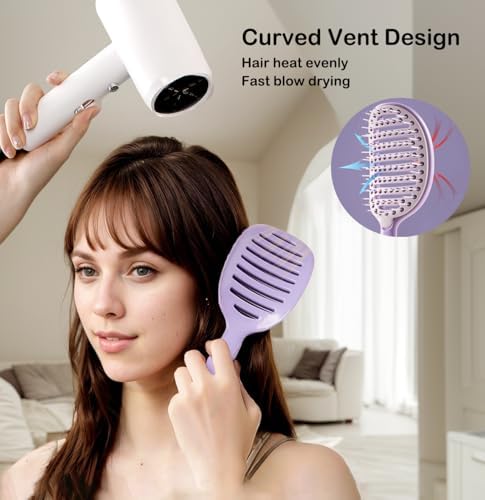 Self Cleaning Hair Brush, Easy Clean Vented Detangling Brush (Pink) - Image 4