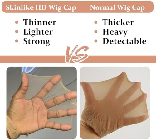 BEEOS Skinlike HD Wig Cap, 4 Pieces Invisible and Sheer Breathable Ultra-thin Stretchy Stocking Caps for Lace Front Wigs - Image 3