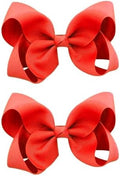 2 PCS 6inchs Hair Bows for Girls Grosgrain Ribbon Hair Bow Alligator Clips Hair Accessories for Baby Girls Toddlers(Red) by JUCCPUL