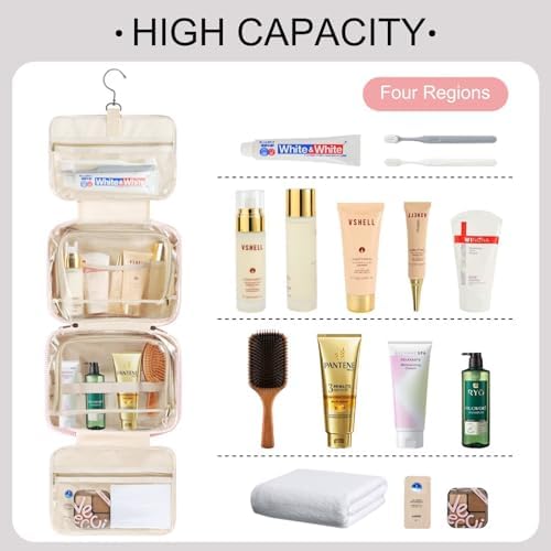 TOPEAST Hanging Toiletry Bag for Women - Travel Toiletry Bag Makeup Bag, Portable Toiletries Travel Bag and Cosmetic Bag Essentials - Letter Z, Pink - Image 5