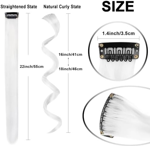 10 PCS White Hair Extensions Clip in, Curly Wavy Hair Accessories for Women - Image 3