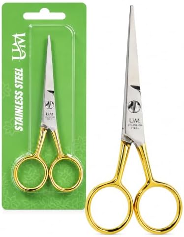 UM Supplies Hair Scissors | Premium Shears For Hair Cutting | Professional Barber Scissors with smooth Razor I Haircut Scissors For SalonIWomen Mens|kidsIPets (Silver) (SILVER-GOLD 4.5) by UMSupplies