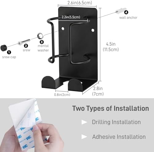 Curling Iron Holder, Stainless Steel Flat Iron Holder Wall Mount, Hair Straightener Holder for Bathroom Storage, Space Saving Hair Tool Organizer Black PTALSEAW - Image 5