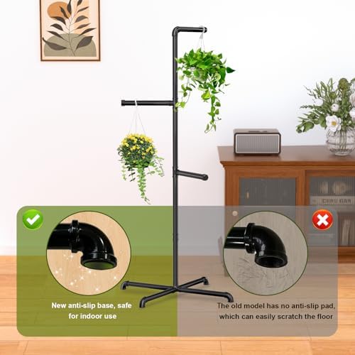 Hanging Plant Stand Indoor, Black Metal Plant Holder, 61 Inch - Image 4