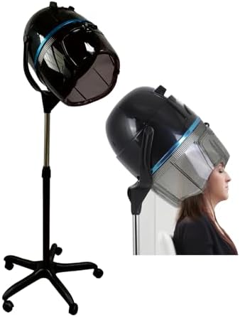 Black Stand Up Hair Dryer,Adjustable Floor Hooded Bonnet Hair Dryers with Rolling Wheels Professional Salon Equipment for Beauty Home Hair Drying by JIYIAN