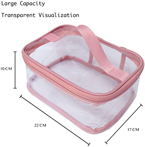 Toiletry Bag Makeup Cosmetic Clear Bag Portable Waterproof Transparent Travel Storage Pink - Image 4