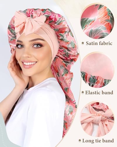 AWAYTR Reversible Long Satin Hair Bonnet for Braids Sleeping Women - Image 4