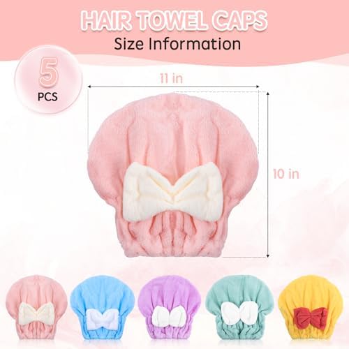 Microfiber Hair Drying Caps, 5-Pack Extra Soft and Ultra Absorbent - Image 3