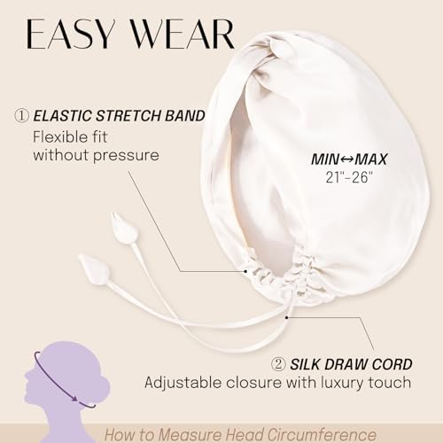 OLESILK Silk Hair Bonnet for Sleeping Women, 100% Mulberry Silk, Anti-Frizz - Image 6