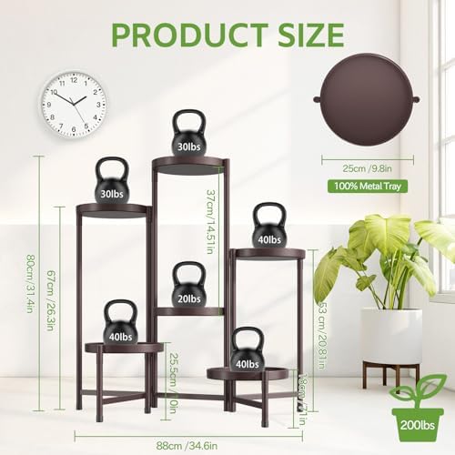 6 Tier Large Plant Stand Indoor Outdoor, 10 Inch Tray, Bronze - Image 4