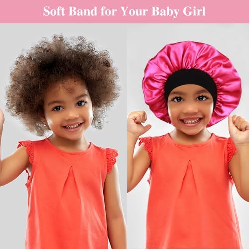 3pcs Satin Bonnets for Kids Sleeping, Cute Hair Bonnet with Scrunchies for Girls Curly Hair, D - Image 4