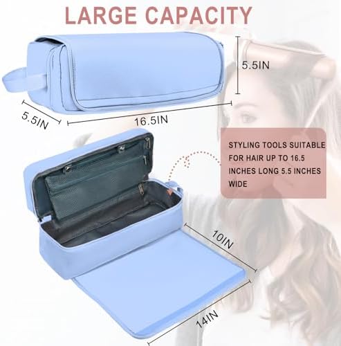 Hair Tools Travel Bag with Heat Resistant Mat Hair Styling Accessories Storage Case for Hair Dryer Flat Iron Straightener Curling Iron Haircare Accessories Travel Essentials for Women - Image 3